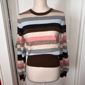 Womens Striped Sweater multi color w/Brown Accents by Michael Stars NWT size S